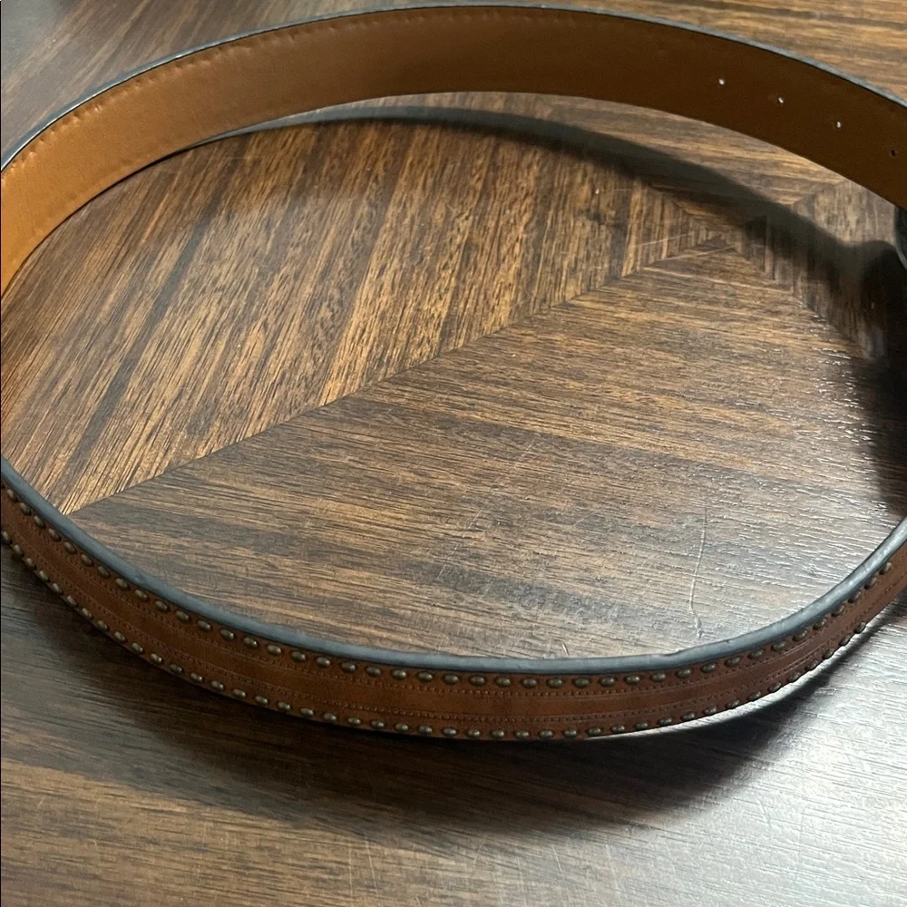 MEN’S Brown Leather Belt with Turquoise Accents NEW